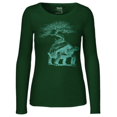 HANDGEDRUCKT "Lange Reise" Frauen Longsleeve aus reiner Biobaumwolle (kbA)