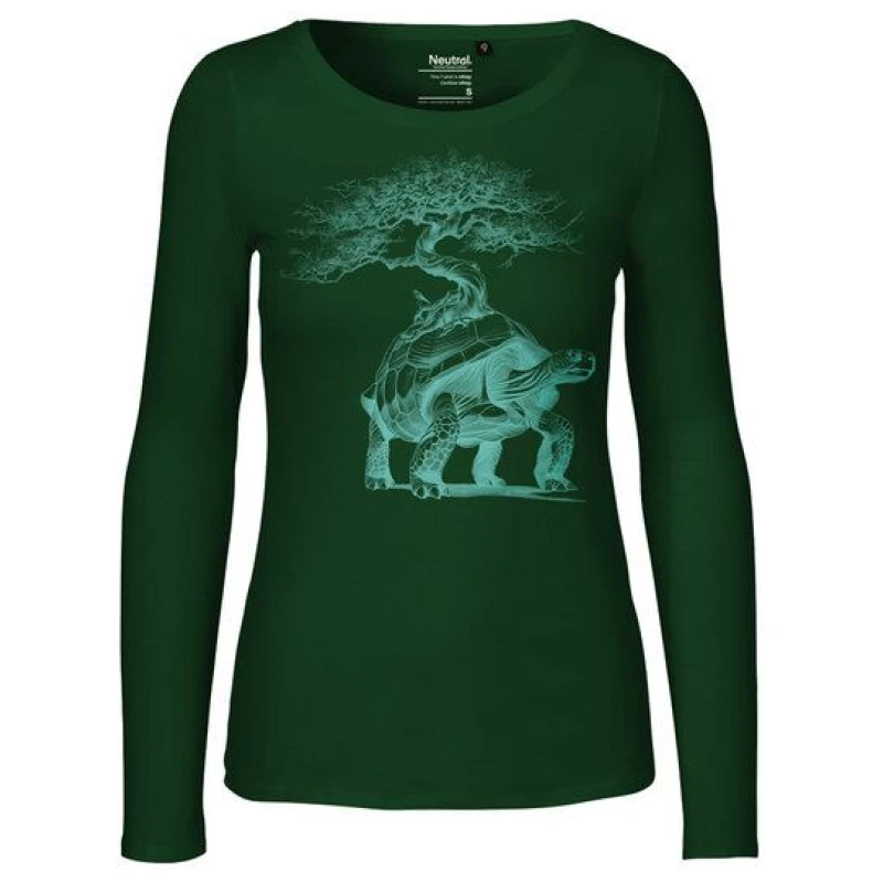 HANDGEDRUCKT "Lange Reise" Frauen Longsleeve aus reiner Biobaumwolle (kbA)