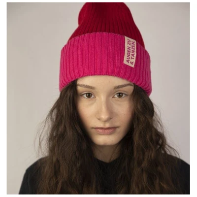 Kiwistories Strickmütze Augen zu und Tanzen Rot Pink Baumwolle