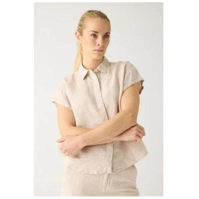 KnowledgeCotton Apparel ASTER faltbares Kurzarm-Leinenhemd - Bio-Leinen - GOTS/Vegan