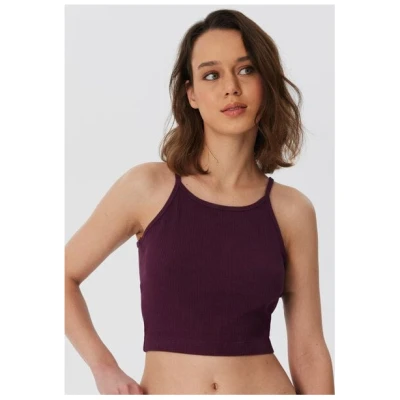 Leela Cotton Nachhaltiges Damen Ripp Crop Top - 100% Bio-Baumwolle, Spaghettitop locker, umweltfreundlich, Crop Sports T-Shirt, Tanktop