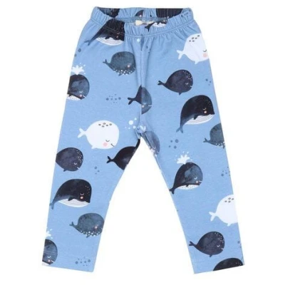 Leggings Baby Blau Bio-Baumwolle Walkiddy - Nachhaltig, GOTS-zertifiziert, umweltfreundlich, elastisch, tierfreundlich, niedliches Wal-Design, hoher Tragekomfort.