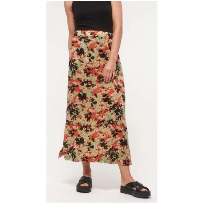 Maxirock mit Schlitz Print Powerful Bloom