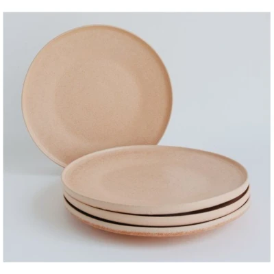 NAKOA Dessertteller Keramik 4er Set | Handgefertigtes Steingut Geschirrset | Langlebig & Spülmaschinenfest | Mikrowellengeeignet | Hochwertige große Teller | Modernes Design | 22,5 x 2,5cm