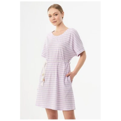 ORGANICATION Gestreiftes Jerseykleid aus Bio-Baumwolle und Leinen