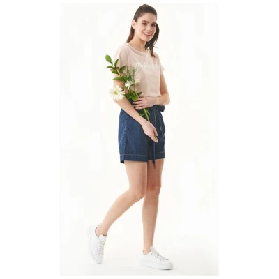 ORGANICATION Paperbag-Shorts aus Bio-Baumwolle in Denim-Optik