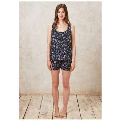 People Tree Pyjamatop - Stars Pyjama Vest - aus Bio-Baumwollle