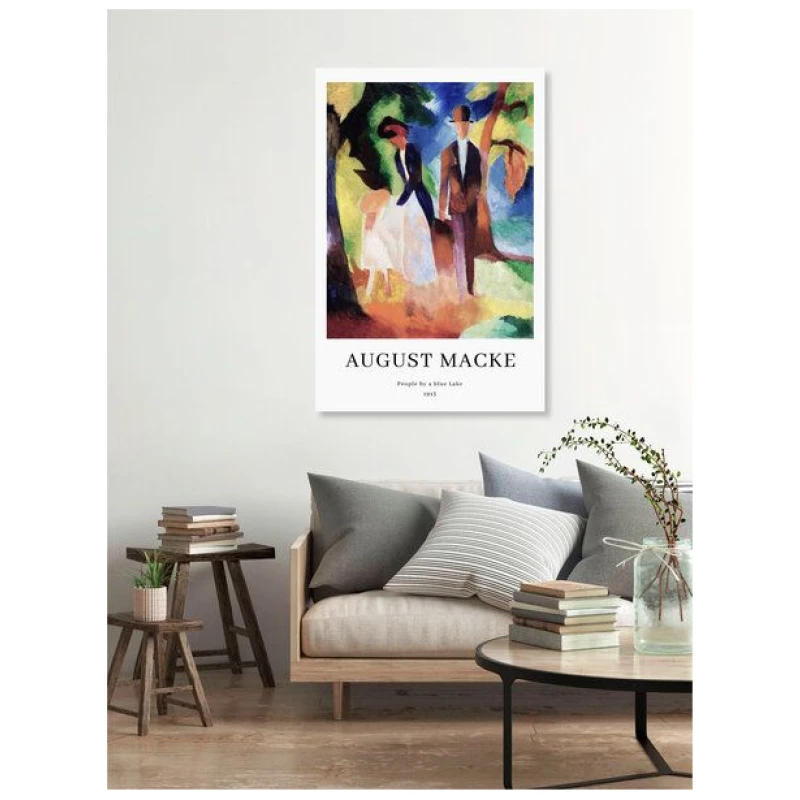 Photocircle Poster / Leinwandbild - August Macke: Menschen an einem blauen See - Ausstellungsposter