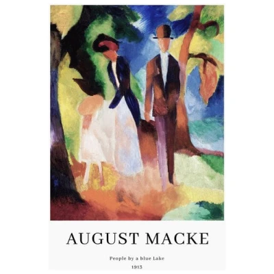 Photocircle Poster / Leinwandbild - August Macke: Menschen an einem blauen See - Ausstellungsposter