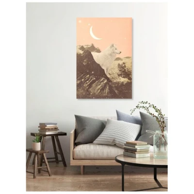 Photocircle Poster / Leinwandbild - Großer weißer Wolf in den Bergen