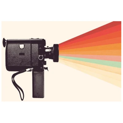 Photocircle Poster / Leinwandbild - Movie Camera Rainbow