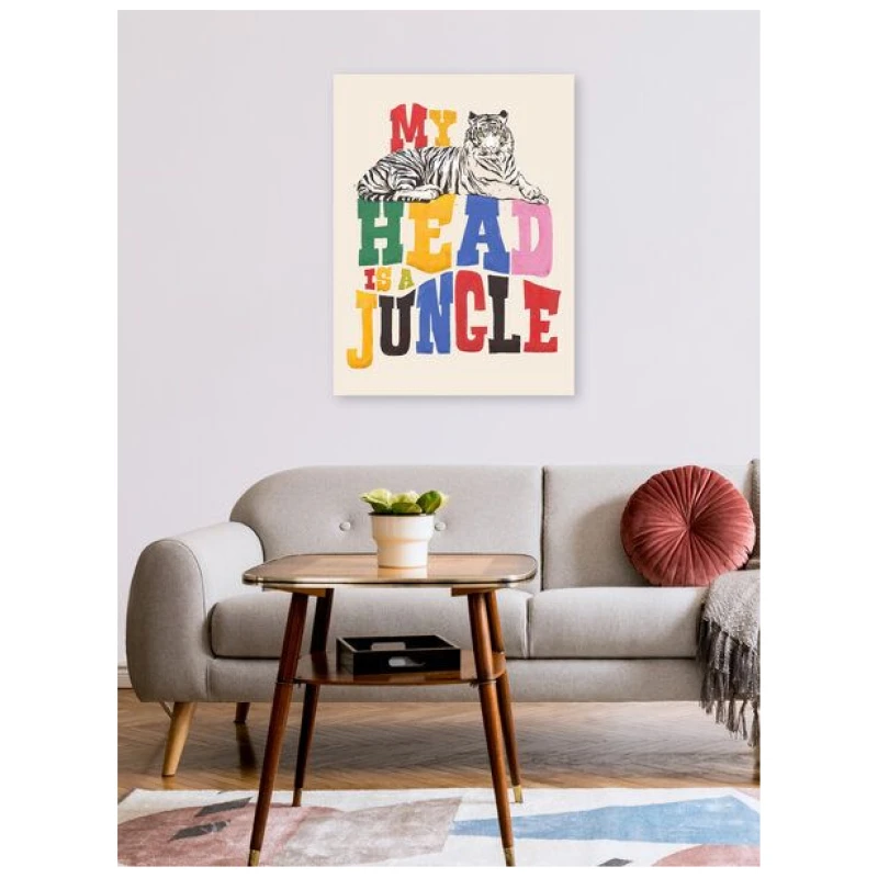 Photocircle Poster / Leinwandbild - My Head Is A Jungle - Tiger Colorful Type