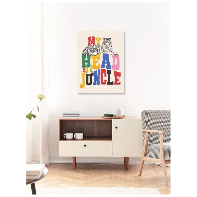 Photocircle Poster / Leinwandbild - My Head Is A Jungle - Tiger Colorful Type