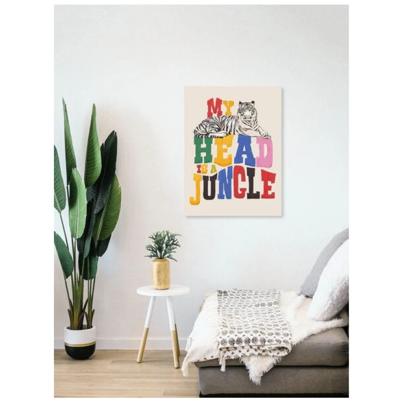Photocircle Poster / Leinwandbild - My Head Is A Jungle - Tiger Colorful Type