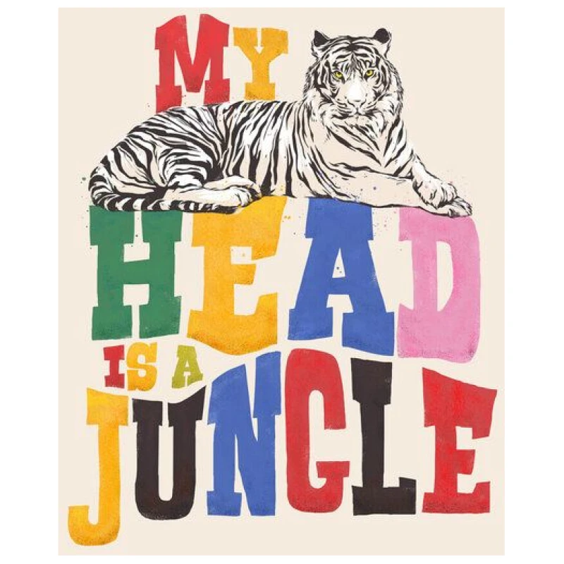Photocircle Poster / Leinwandbild - My Head Is A Jungle - Tiger Colorful Type
