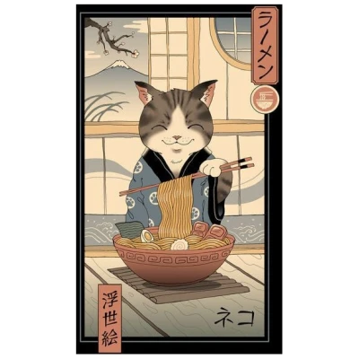 Photocircle Poster / Leinwandbild - Neko Ramen Ukiyo-e