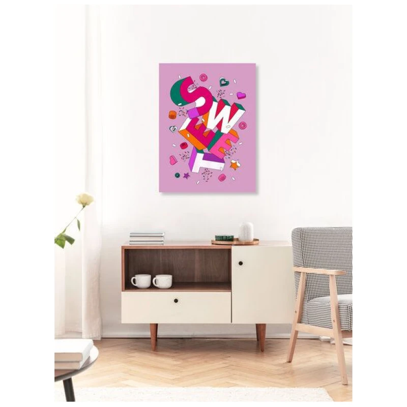 Photocircle Poster / Leinwandbild - SWEET - colorful 3D typography on pink