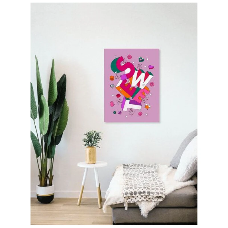 Photocircle Poster / Leinwandbild - SWEET - colorful 3D typography on pink