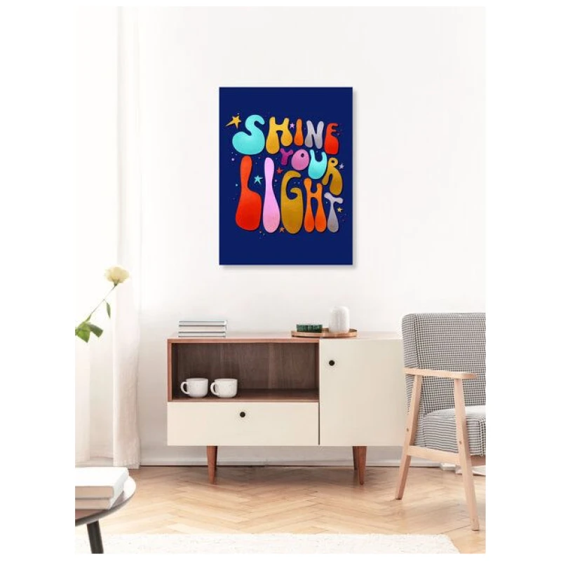 Photocircle Poster / Leinwandbild - Shine Your Light - 70's style typography