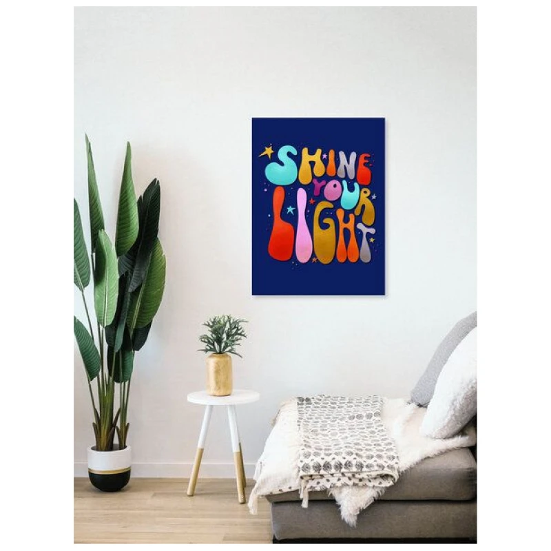 Photocircle Poster / Leinwandbild - Shine Your Light - 70's style typography