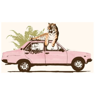 Photocircle Poster / Leinwandbild - Tiger auf dem Autodach