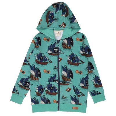 Pirate Ships Bio-Baumwoll Sweatjacke Grün - GOTS Zertifiziert, Fair Produziert & Nachhaltig - Walkiddy