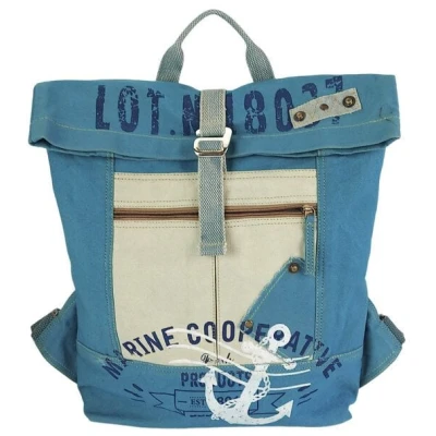 Sunsa Rucksack Canvas Backpack. Vegane Cityrucksack mit Maritim- Motiv