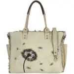 Sunsa Vintage Tasche XXL Handtasche Beige Shopper Canvas Weekender Bag Badetasche