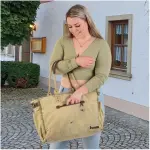 Sunsa Vintage Tasche XXL Handtasche Beige Shopper Canvas Weekender Bag Badetasche