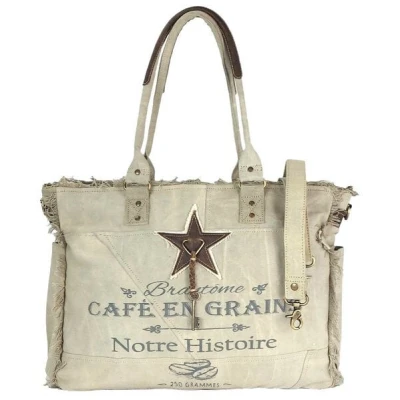 Sunsa Vintage Tasche. XXL Handtasche Canvas Weekender große Sporttasche/ Badetasche. Beige Shopper