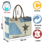 Sunsa XXL Handtasche Jeans Tasche große Shopper Vintage Schultertasche Badetasche