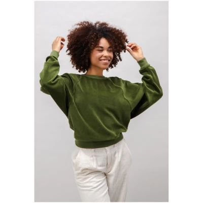 Sweatshirt Velvet Raglan Grün