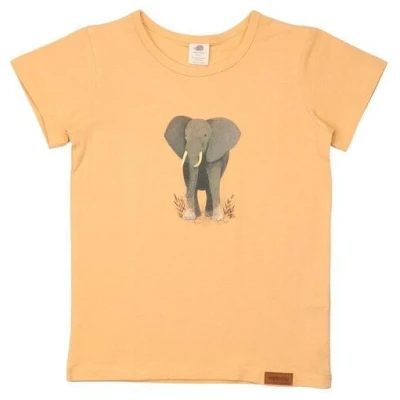 T-Shirt Baby Orange Baumwolle Elefant - Walkiddy, Nachhaltig, GOTS zertifiziert, bequem, umweltfreundlich, für soziale Verantwortung, 95% Bio-Baumwolle, 5% Elasthan.