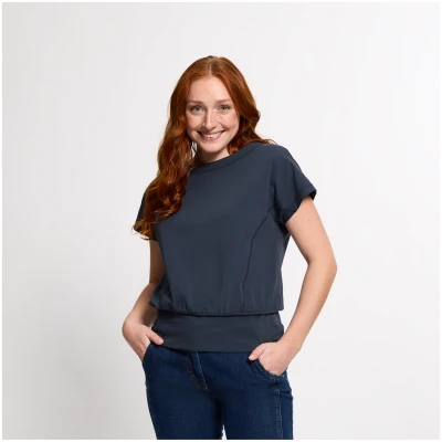 T-Shirt mit breitem Saum aus Bio-Baumwolle, nachtblau 36