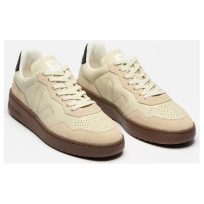 Veja Damen-Sneakers V-90 OT Leather Beige Almond Black