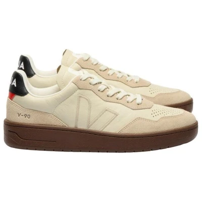 Veja Damen-Sneakers V-90 OT Leather Beige Almond Black
