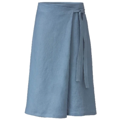 Wickelrock aus reinem Leinen, taubenblau 36