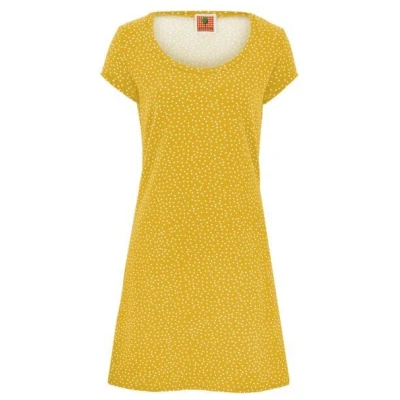 æbletræ BIO Kleid - Kurzarm - senfgelb - weiße Pünktchen (Frühling/Sommer 2025)