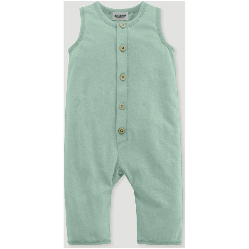 hessnatur Baby Strampler Regular aus Bio-Baumwolle mit Leinen - grün - Größe 62/68