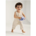 hessnatur Baby Strampler Regular aus Bio-Baumwolle mit Leinen - natur - Größe 62/68