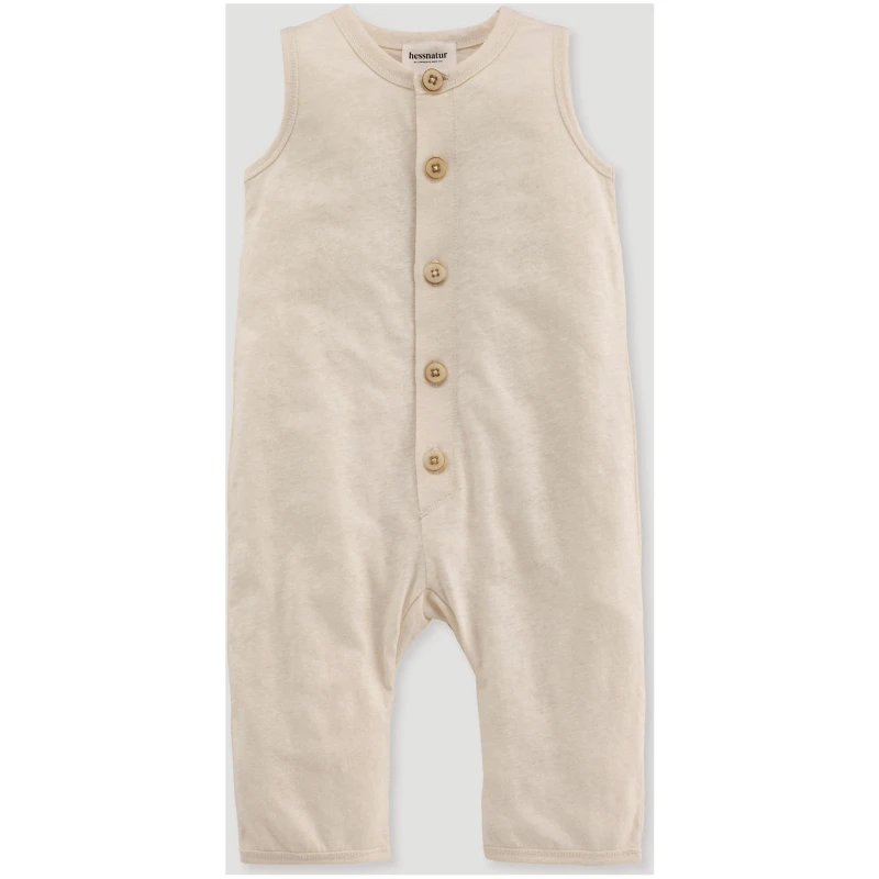 hessnatur Baby Strampler Regular aus Bio-Baumwolle mit Leinen - natur - Größe 62/68
