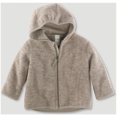 hessnatur Baby Wollfleece Jacke Regular aus Bio-Merinowolle - grau - Größe 62/68