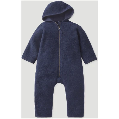 hessnatur Baby Wollfleece Overall Regular aus Bio-Merinowolle - blau - Größe 50/56