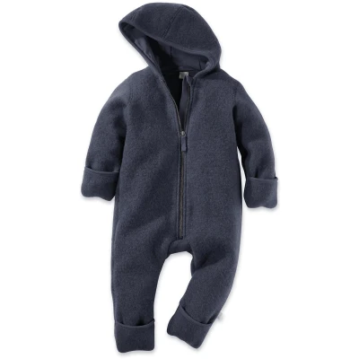 hessnatur Baby Wollfleece Overall Regular aus Bio-Merinowolle - blau - Größe 50/56