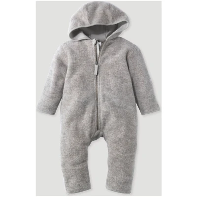 hessnatur Baby Wollfleece Overall Regular aus Bio-Merinowolle - grau - Größe 50/56