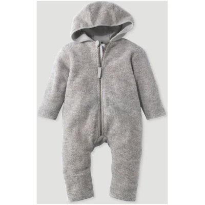 hessnatur Baby Wollfleece Overall Regular aus Bio-Merinowolle - grau - Größe 62/68