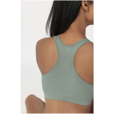 hessnatur Damen Bustier Racerback SOFT RIB aus Bio-Baumwolle - grün - Größe 44
