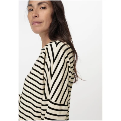 hessnatur Damen Heavy Slub Jerseykleid Streifen Mini Oversize aus Bio-Baumwolle - schwarz - Größe 36