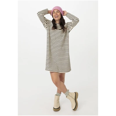 hessnatur Damen Heavy Slub Jerseykleid Streifen Mini Oversize aus Bio-Baumwolle - schwarz - Größe 36