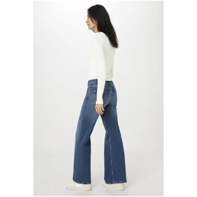 hessnatur Damen Jeans ALVA High Rise Wide Leg aus Bio-Denim - blau - Größe 29/32